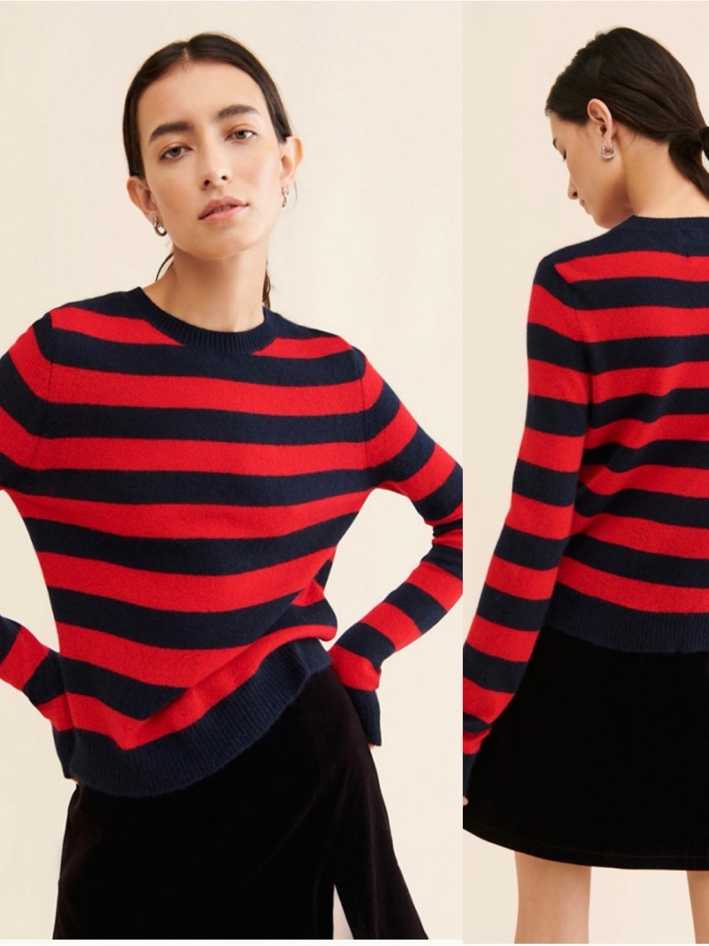 Jumper 1234 Red/Navy Stripe Cashmere Crewneck Sweater size 3